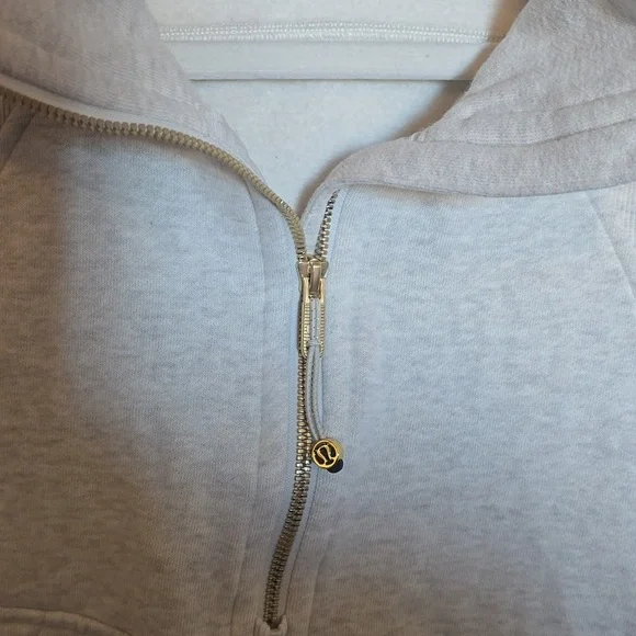 Lululemon Scuba Oversized Half-Zip Hoodie Size M/L in Cream Heathered Bone/Gold - Picture 3 of 5